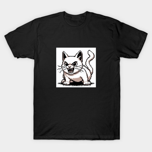 Angry cat in pixel art T-Shirt by Rembetek